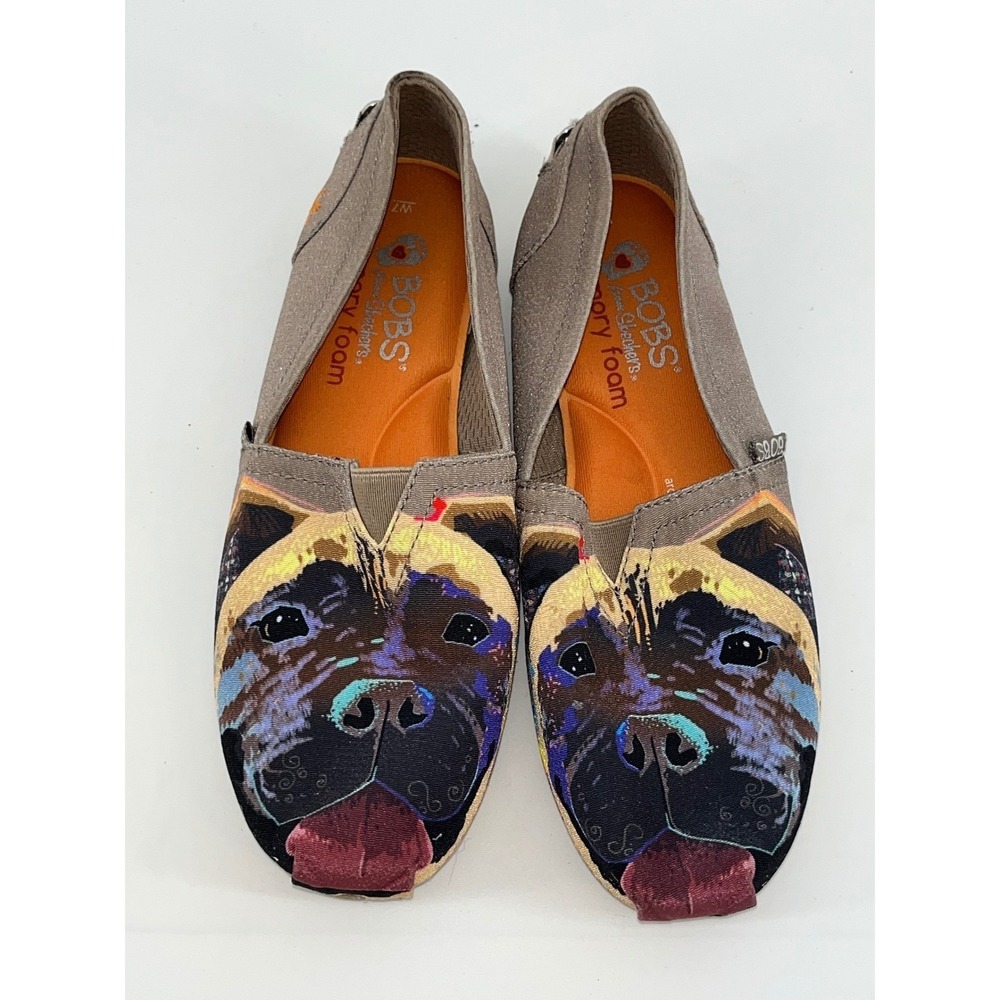 BOBS by Skechers Dog Print Slip On Shoes Comfort Casual Flats Size 7